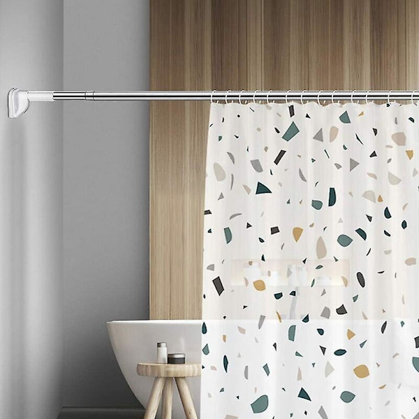 Ingen Boring 50-80CM Dusjforheng Stang i Rustfritt Stål Spennstang Gummi Teleskopstang for Skap/Badekar/Vindu/Tørketrommel