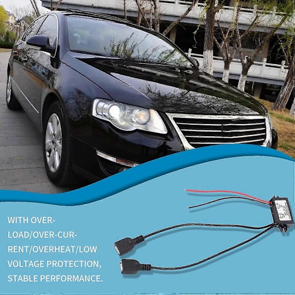 DC-omvandlare 12V till 5V 3A Dubbel 2 USB till Automatisk Spänningsregulator