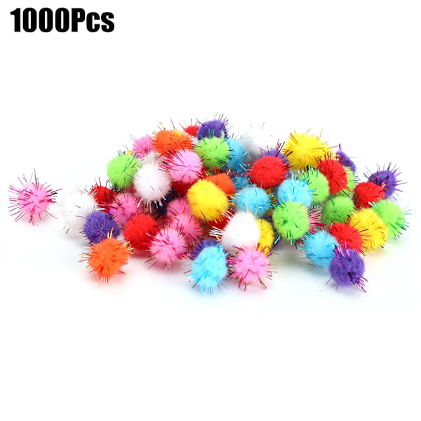 1000 st ljusa sidenpompom för gör-det-själv-kläder och mobildekoration, 15 mm