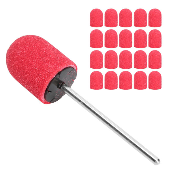Nail Art Cap Nagelborr Polering Slipning Slipband Set (13 x 19mm)Röd