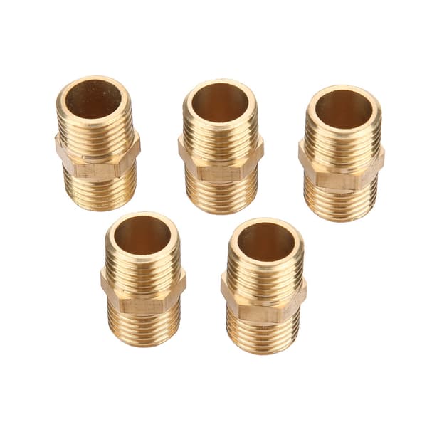 1/2\" Messing Rørfitting Hex Nippel Vandrørs Tilslutningstilbehør (5 stk)