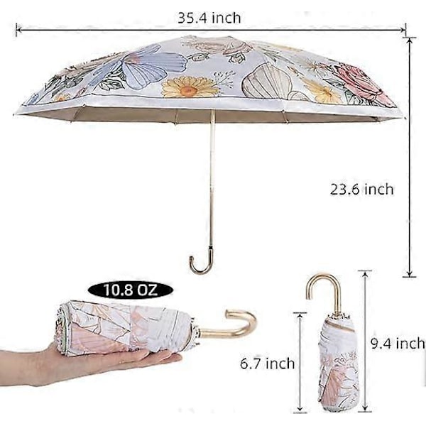 Kompakt Litet Regn- och Solparaply Vindtätt Starkt för Kvinnor Handväskstorlek, Mini Rese-Stadigt Fickparaply, A-stil