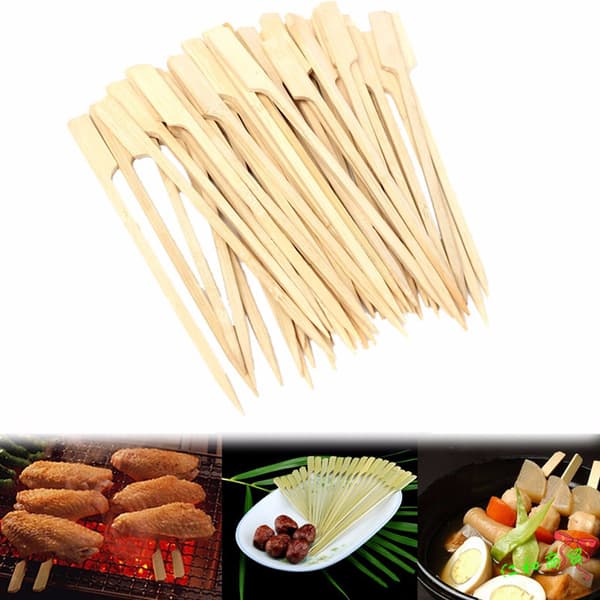 100 STK Grill Bambusspyd Engangs Bambuspind Grill Paddelspyd