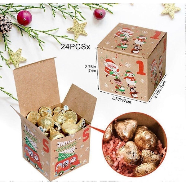 24 Pakke 24 Dages Julekalenderæsker, DIY Julekalender, Julefestartikler