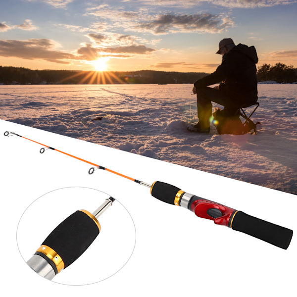 52cm isfiskespö Två sektioner Tre Guide Ring FRP Fiber Material Tillbehör