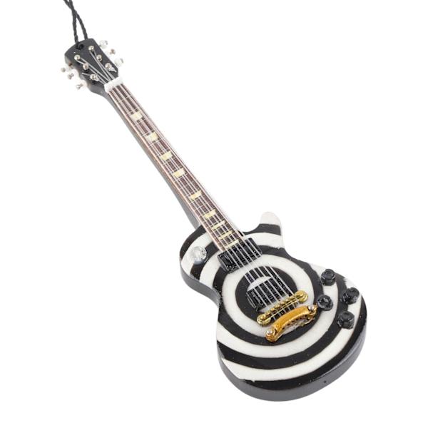Gitarrprydnad Dekoration Verklighetstrogen Trä Miniatyr Elgitarr Modell med Snodd för Sovrum Vardagsrum Kontor