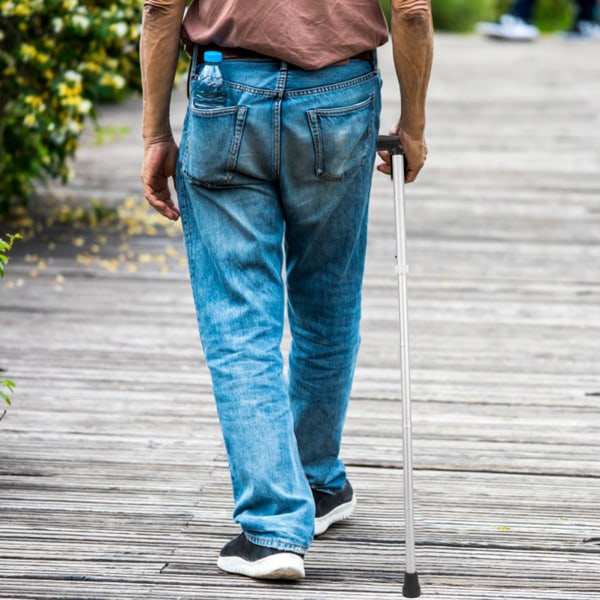Bärbar aluminiumlegering Frostad Anti-sladd Äldre Walking Stick Multifunktion Vikbar Ultralätt TBR-handtag Käpp Silver Vit