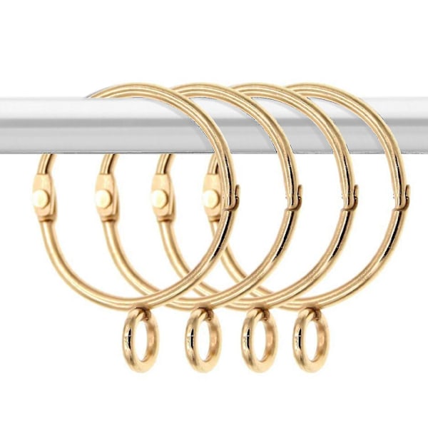 Gold Curtain Rings Set of 20 - Rustproof Metal Drapery Rings with Openable Design (1.5 Inch)