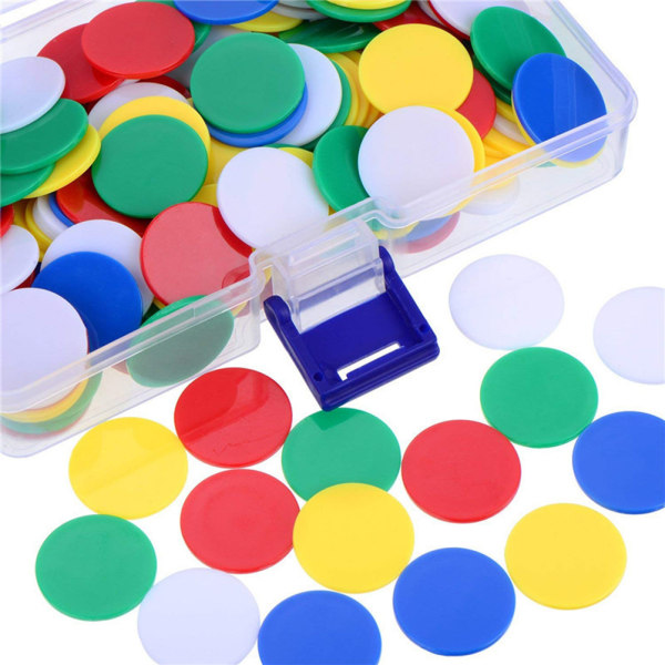 100 stk 19 mm transparente 4 fargetellere klare tellebrikker Plastmarkører for mattepokerspill