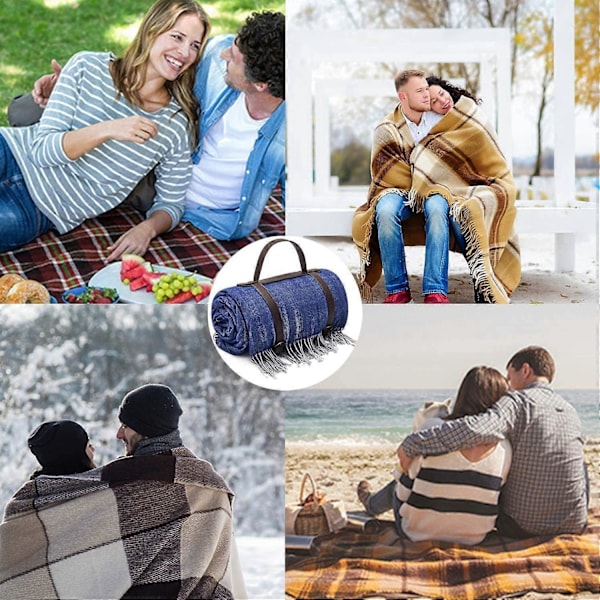 Picknickfilt Strandmatta Pläd Fuskull Pompom Tofs Stilren Multifunktionell Vikbar Lättvikt 150x200cm