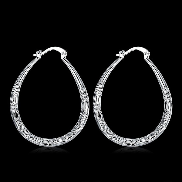 Dame sølvbelagte store kreoløreringer 54*32mm