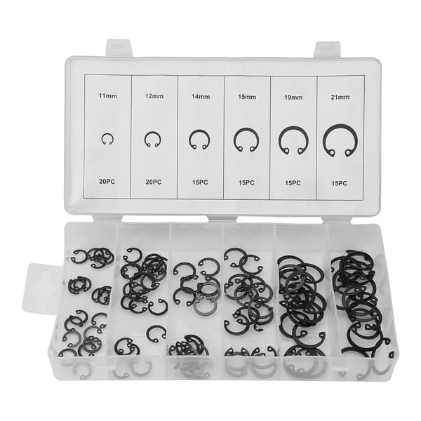100 st Snap Retaining Ring Circlip Sortimentset 11mm - 21mm 6 Storlekar med Låda