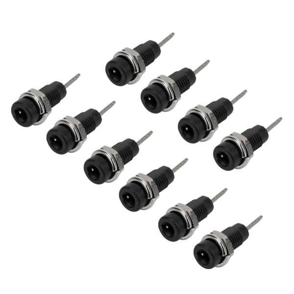 10 stk J.40003 2 mm Banana Jack Panel Socket Extended Post Plug Adapter for elektronisk instrument Svart