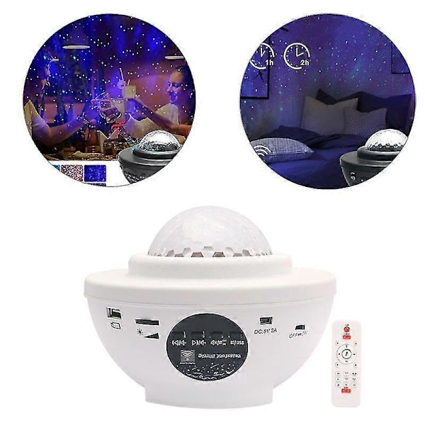 Usb Bluetooth Led Musikk Stjernehimmel Lys Stemmestyring Stjernehimmel Lys Hjemmelampe Gaver Til Fest -CNSZ Hvit