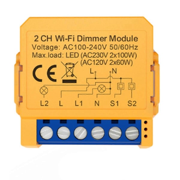 Tuya WiFi Lysdæmper Switch Modul DIY Afbryder Understøtter 2-vejs Kontrol