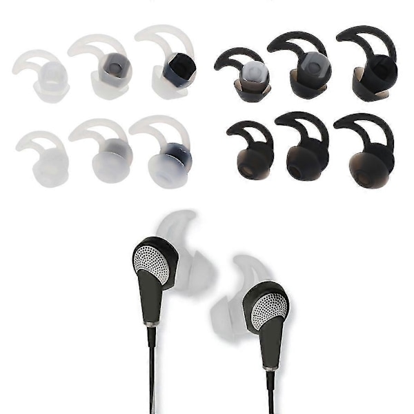 Ljudisolerande silikon in-ear hörlurar öronsnäckor för Bose QC20 QC30 - Öronkrok ingår Vit