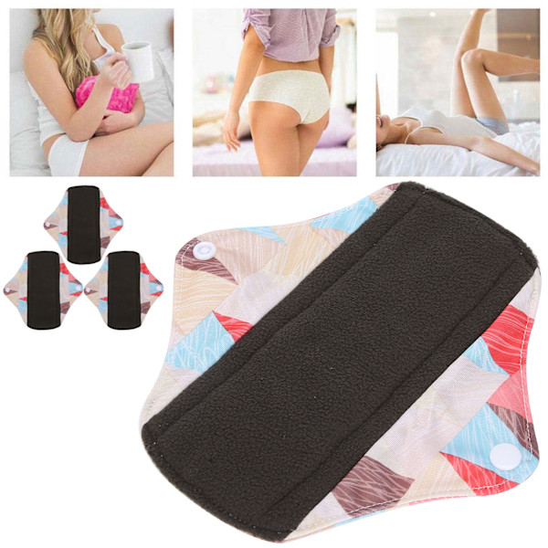 3 stk. Stofbind til menstruation - Vaskbare og genanvendelige bind - N45