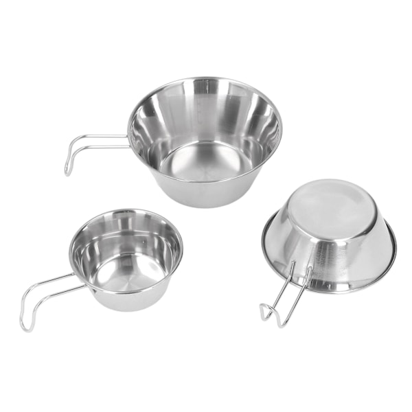3-delars rostfritt stål camping skål set bärbar BBQ hopfällbar mugg skålar bergsklättring picknick köksartiklar