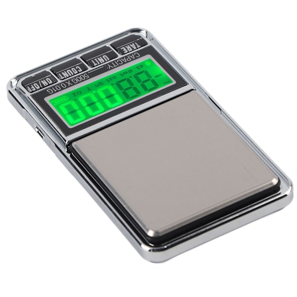 Elektronisk smyckesvåg fickdigitala karatvågar med grön bakgrundsbelyst LCD-display 0,01/500G