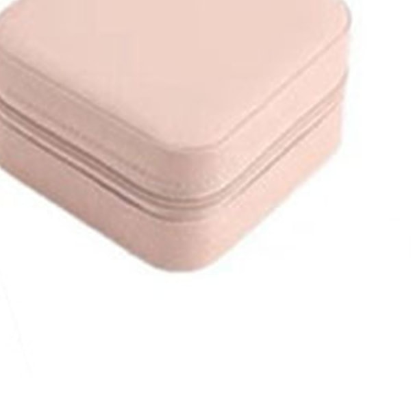 Bärbar smyckeskrin med flera fack, lätt miniresesmyckeskrin med dragkedja för hem och affärsresor, rosa