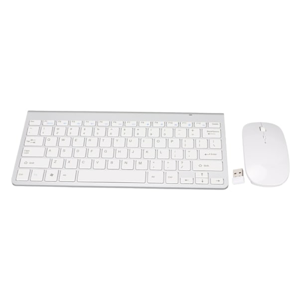Tangentbord Mus Set 2.4G trådlöst 78 nycklar USB Tunna Etsade Keycaps Ergonomi Mute Button Datortangentbord Mus Silver