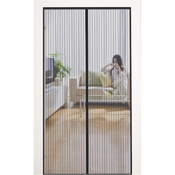 Magnetisk Mesh Myggenet Skærm til Døre - 80x230cm, Sort