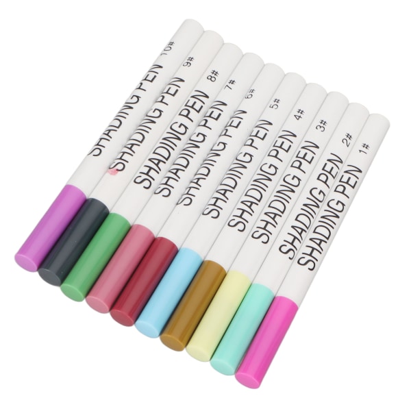 10 stk neglelakkpenner assorterte farger Hurtigtørkende lys glans bærbare neglekunstpenner for hjemmesalong DIY