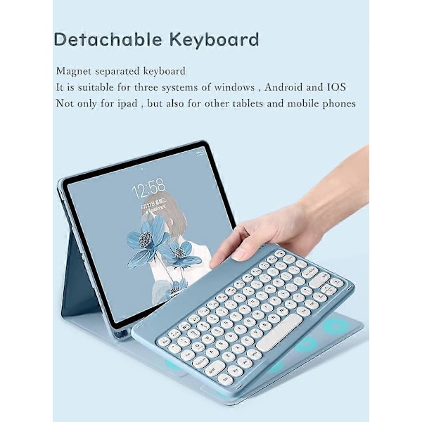 Etui til iPad 10. generation 2022 10.9\" Tastatur (Lyserød)