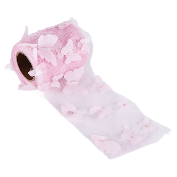 Tulle rulle sy färgglad nätgarn rulle DIY hårtillbehör material band Tulle rulle rosa