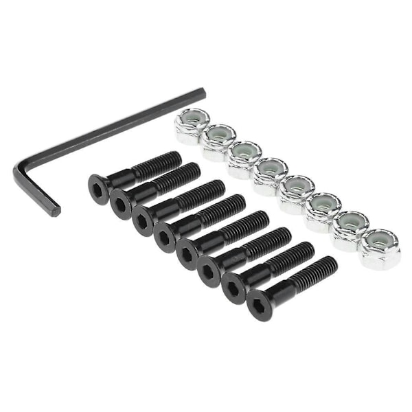 1 sæt skateboard longboard hardware med L-nøgle sort og sølv