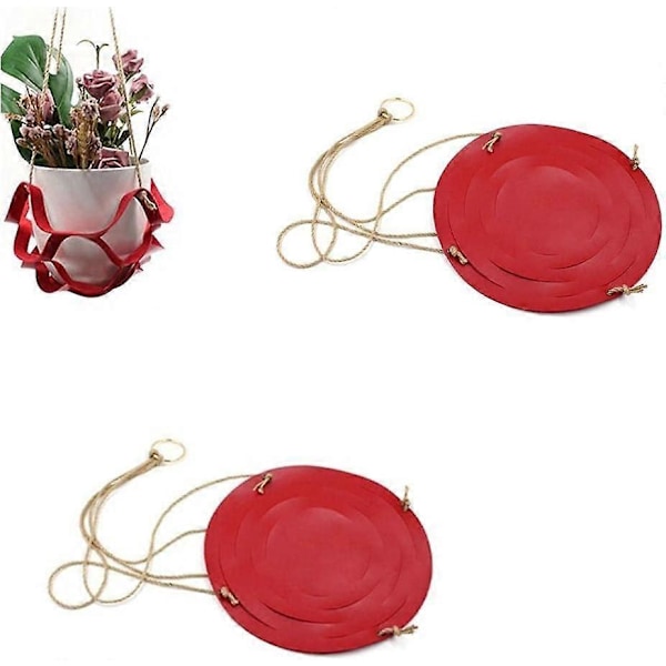 Hängande Blomkruka i Läder - För Inomhus och Utomhus - 31 cm / 15 cm - Röd