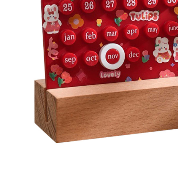 Skrivebordsdato-planlægger integreret støbeformet ringbordkalender ornamenter til DIY-hjemmestation dekoration birk og ABS rød