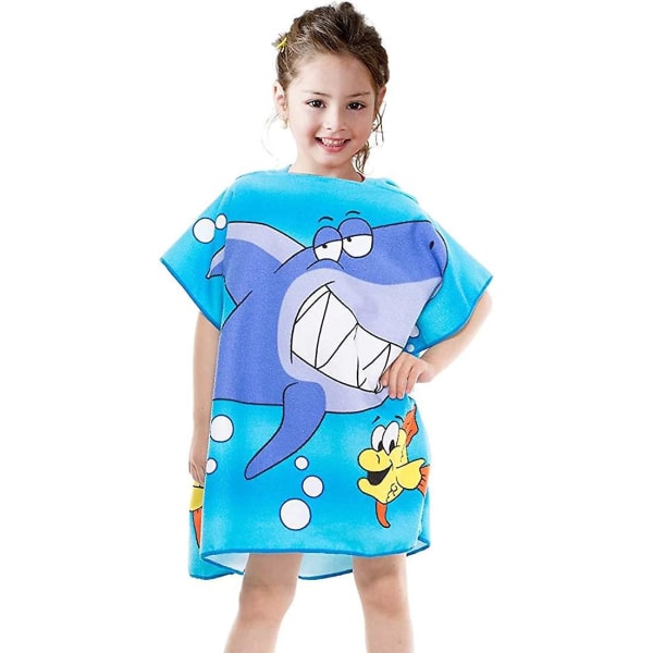Havfrue strandhåndkle og caps for barn - 120 x 60 cm, hurtigtørrende håndkle for gutter og jenter i alderen 2-8 år