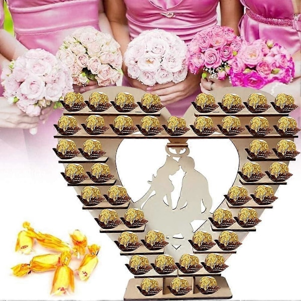 Hjärtdisplayställ Chokladställ Bröllopsdisplay Kreativt Trä Kärlekshjärta