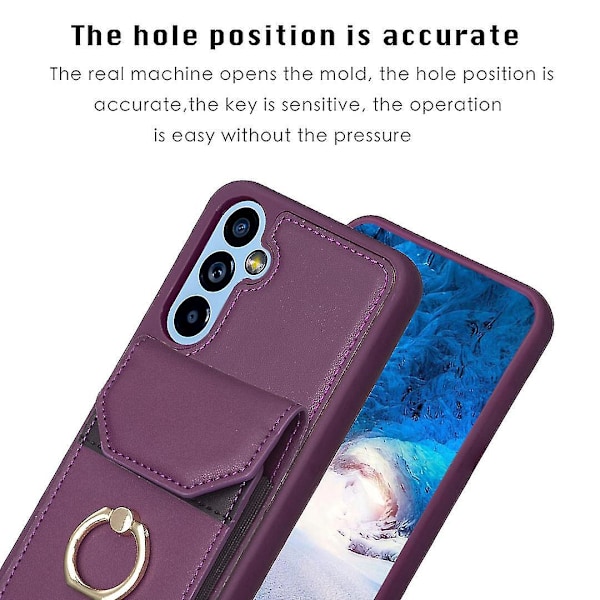 For Samsung Galaxy A54 5g Støtte Pu Lær+tpu Deksel Telefonveske Kortholder Mobiltelefon Shell-B6 MørkLilla