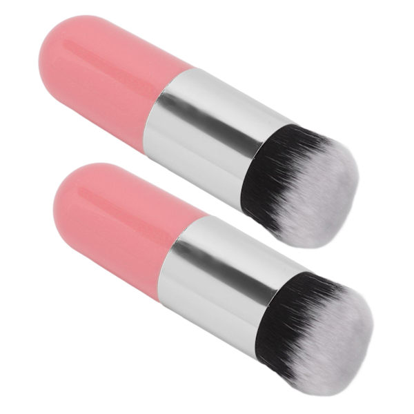 2 STK Foundation Brush Bedårende Buttet bærbar makeup børste Blødt Comestic Tool Pink Sølv