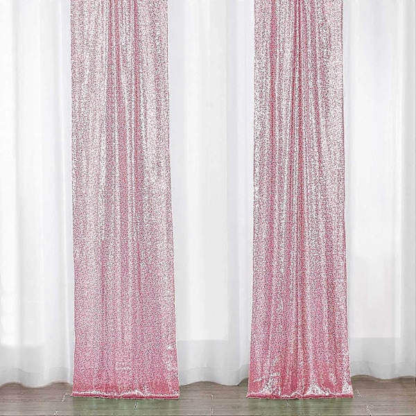 8,5 m - 2 st Ljusrosa Paljettbakgrund Draperier Paneler, Fotobakgrund Glittergardiner