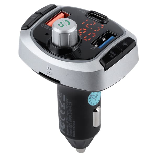 Bluetooth 5.0 FM-sender MP3-afspiller Håndfri Opkald Farverigt Lys Dobbelt Display PD3.0 QC3.0