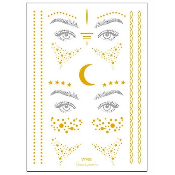 Rhinestone-sten Stencils til Ansigt og Krop - Akryl Krystal Juveler til Fester og Festivaler