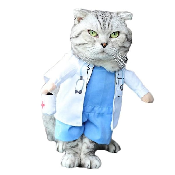 Husdjursdoktor Kostym - Halloween Outfit för Hundar och Katter (Storlek S)