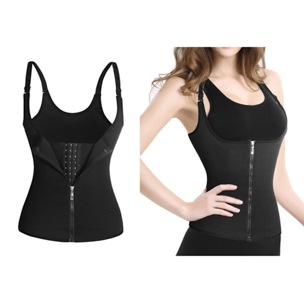 Kvinders underbust korset taljetræning 2 i 1 multifunktionel lynlås foran korsetoverdele til fitness bryllup Cosplay Sort L