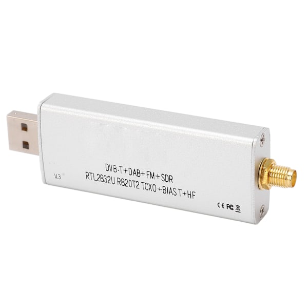 Radiomottaker RTL SDR R820T2 RTL2832U 1PPM TCXO SMA 500KHz‑1766MHz for Signalmottak