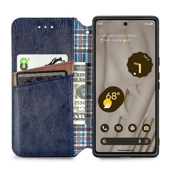 Etui til Google Pixel 7a Flip Pung Flip Magnetisk Beskyttelsesetui Pung Kompatibel med Google Pixel 7a Etui Blue