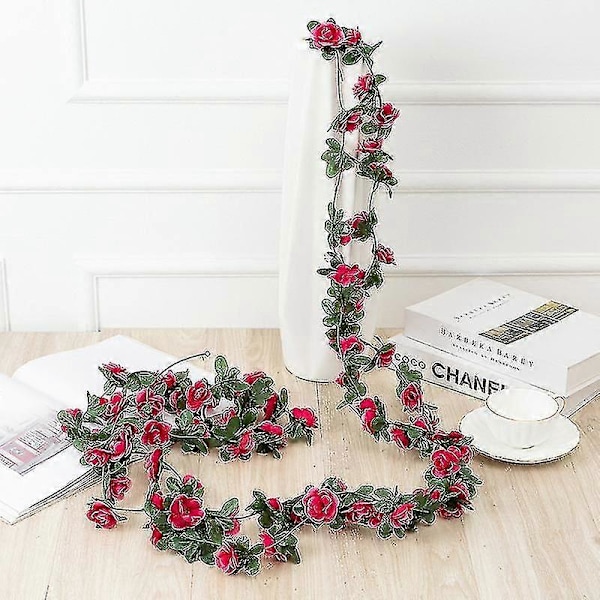 45 Blomster 240 cm Kunstig Blomst Blomster Fake Hængende Guirlande Fest Bryllup Dekoration 4 stk. Forårsrose