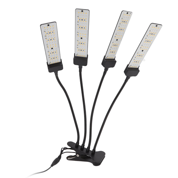 LED växtlampa 4 huvud flexibel fullspektrum belysning 5 växlar dimning klämma växt växer lampa med timing 100‑240V EU-kontakt