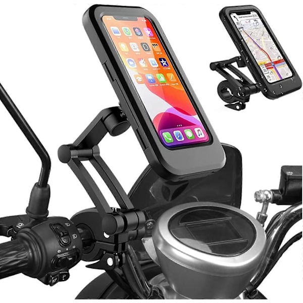 Sykkeltelefonholder. Vanntett motorsykkeltelefonfeste Sykkelholder med berøringsskjerm/360 rotasjon/høydejusterbar for motorsykkelstyre