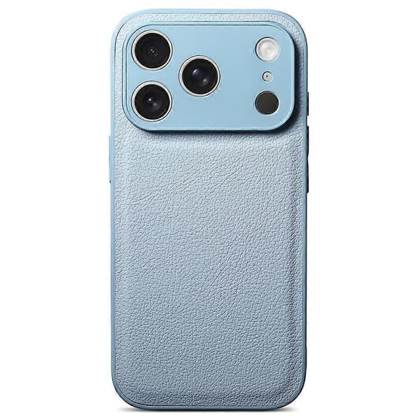 Kompatibelt fodral för iPhone 17 Pro Litchi-textur PU-läder Stötsäkert skyddsfodral Blue