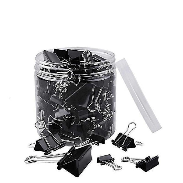 120 Stk. Papirclips Binder Clips Assorterede Størrelser (sort)