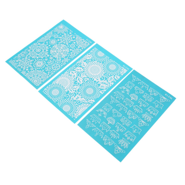 3st Silk Screen Schabloner för Polymer Clay Återanvändbara DIY Silk Screens för papperskort T-shirts Canvasglasögon 214 216 218