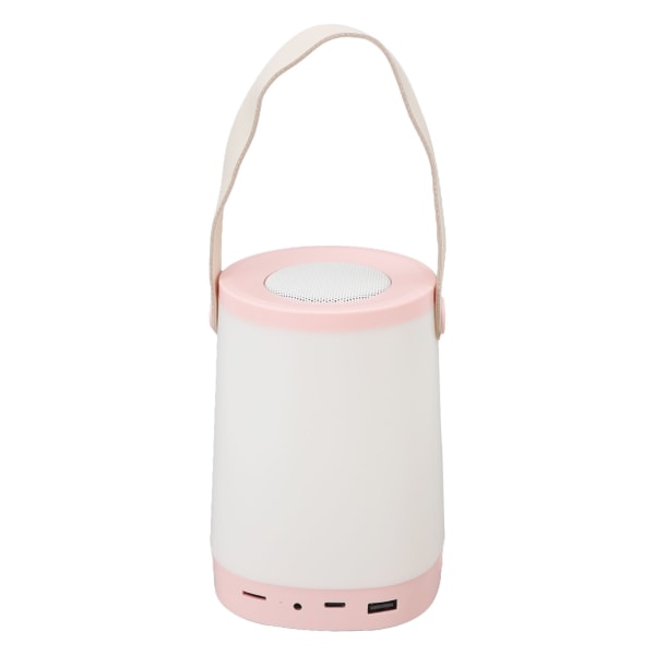 Lantern Bluetooth-høyttaler HiFi oppladbar radiofunksjon utendørs trådløs høyttaler med LED-omgivelseslys håndtak rosa